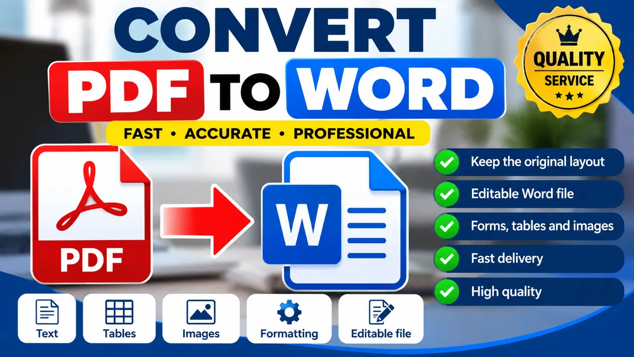 I will convert your PDF files to Word and Word to PDF quickly and professionally